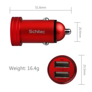 מטען רכב USB 2.4A כפול לאנדרואיד